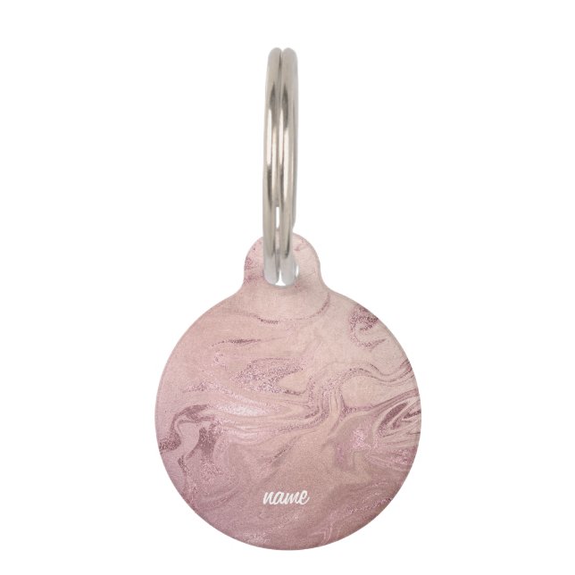 Médaillon Pour Animaux Elégant rose de cuivre moderne, marbre rose or (Devant)