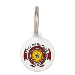 Médaillon Pour Animaux Emblème de la ville d'El Paso, Texas, étiquette d'