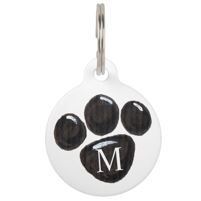 Médaillon Pour Animaux Empreinte de patte artistique Personnalisé ID Chie (Devant)