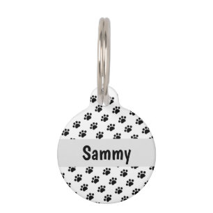 Médaillon Pour Animaux Empreinte de patte noir customisé