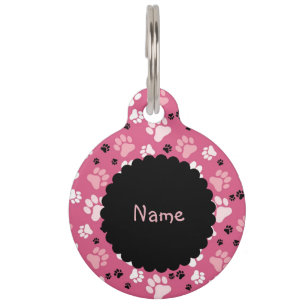 Médaillon Pour Animaux Empreinte de patte rose