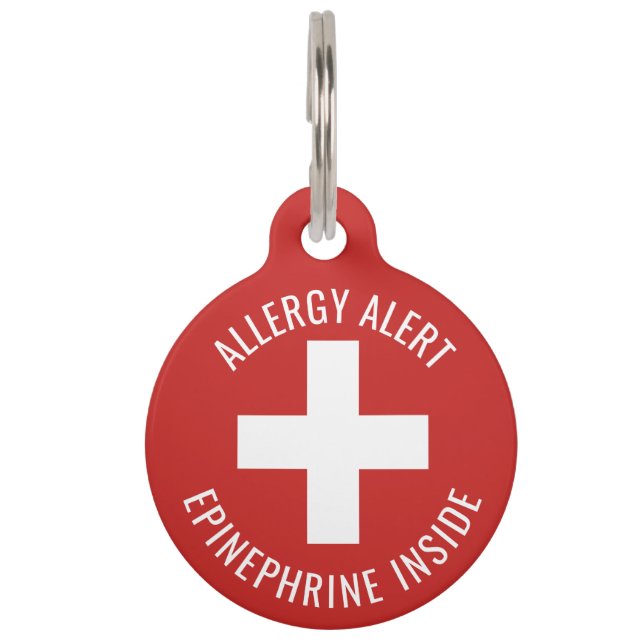 Médaillon Pour Animaux Enfants Alerte allergique Epinephrine à l'intérieu (Devant)