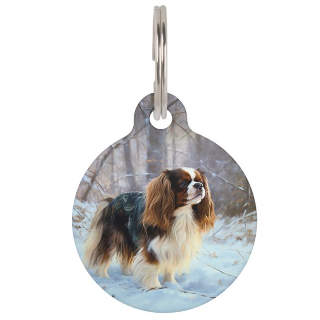 Médaillon Pour Animaux English Toy Spaniel Laisser Neige Noël (Devant)