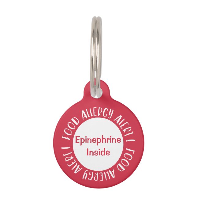 Médaillon Pour Animaux Epinephrine à l'intérieur des aliments Alerte d'al (Devant)