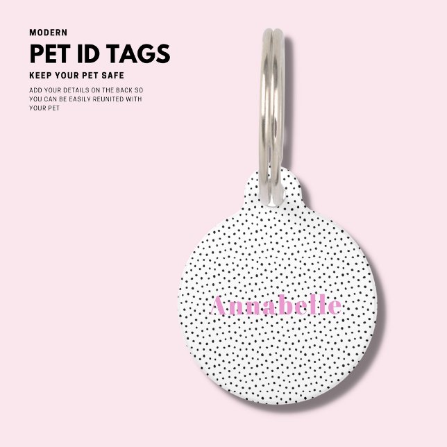 Médaillon Pour Animaux Étiquette amusante Pointe Noir et Blanc Pointe Pet (Créateur téléchargé)