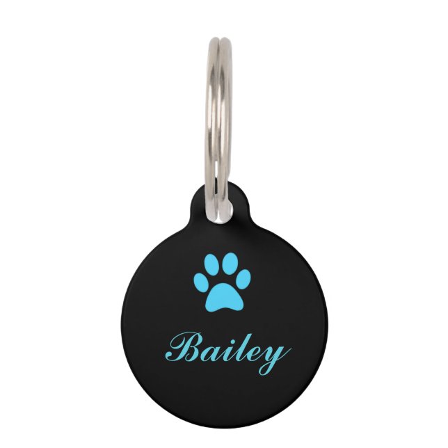 Médaillon Pour Animaux Étiquette bleue d'animal familier d'empreinte de (Devant)