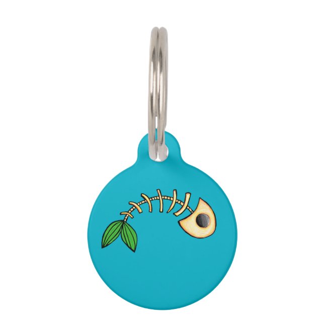 Médaillon Pour Animaux Étiquette d'animal familier d'os de poissons (Devant)