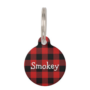 Médaillon Pour Animaux Étiquette de chien, plaid de Buffalo, personnalisé