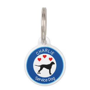 Médaillon Pour Animaux Étiquette de chien rond de service Coeurs modifiab