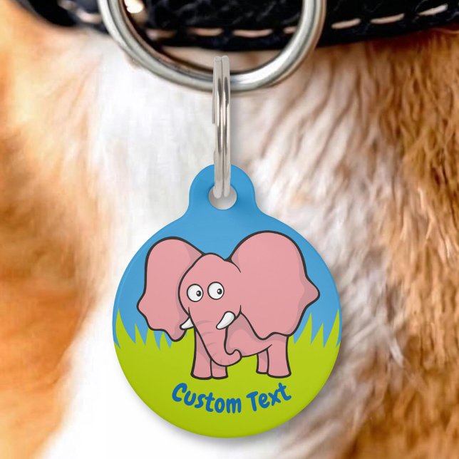 Médaillon Pour Animaux Étiquette de compagnon de dessin animé éléphant ro (Créateur téléchargé)