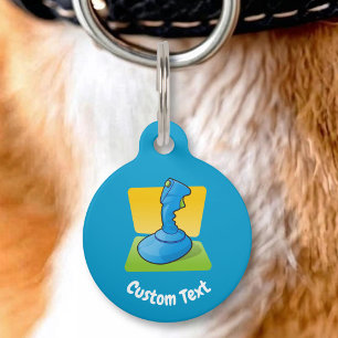 Médaillon Pour Animaux Étiquette de nom de compagnie de joystick bleu