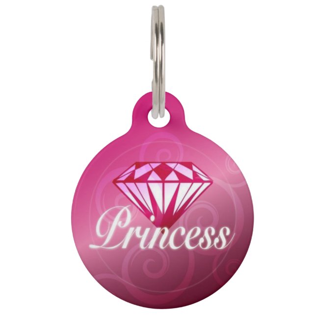 Médaillon Pour Animaux Étiquette de princesse Pet ID de diamant (Devant)