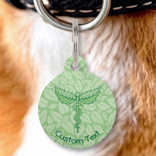 Médaillon Pour Animaux Étiquette d'identification de caducée avec fond de