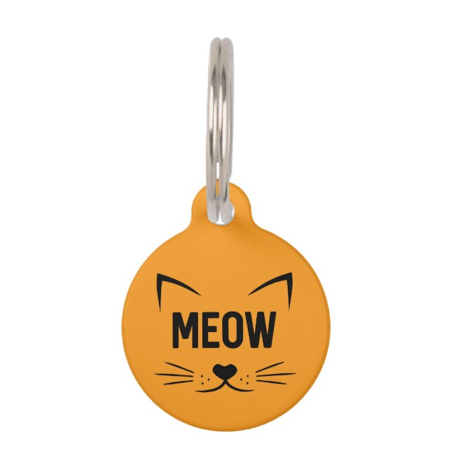 Médaillon Pour Animaux Étiquette d'identification de chat orange (Devant)