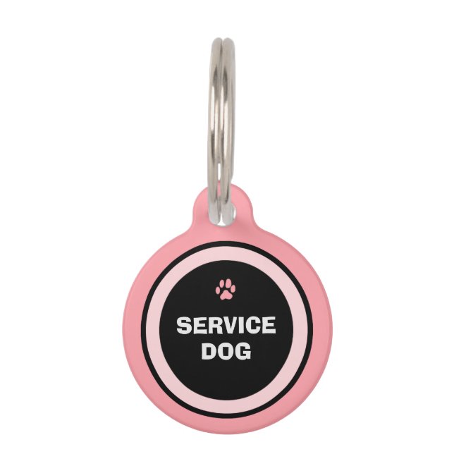 Médaillon Pour Animaux Étiquette d'identification de chien - rose et (Devant)