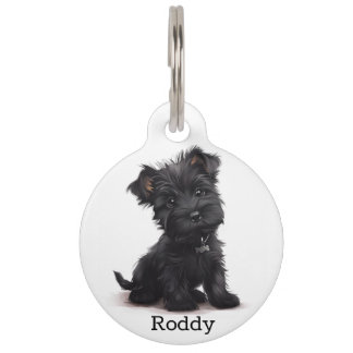 Médaillon Pour Animaux Étiquette d'identification personnalisée Black Sco