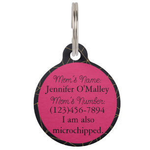 Médaillon Pour Animaux Étiquette d'identification rose chaud
