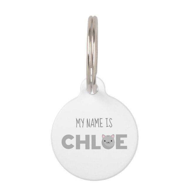Médaillon Pour Animaux Étiquette Gray ou Ginger Cat Pet ID (Devant)