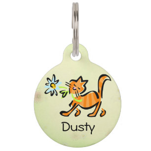 Médaillon Pour Animaux Étiquette orange d'animal familier de chat tigré