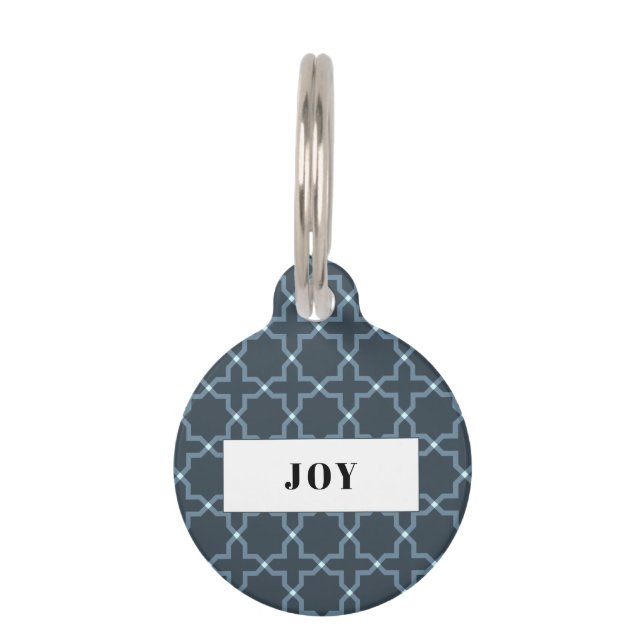 Médaillon Pour Animaux Étiquette personnalisée à motif étoile gris charbo (Devant)
