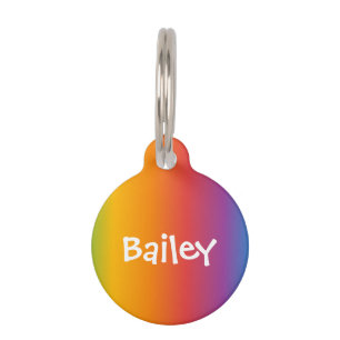 Médaillon Pour Animaux Étiquette personnalisée arc-en-ciel monogramme chi