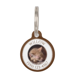 Médaillon Pour Animaux Étiquette PET LOVE Round Pet / Chocolat