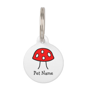 Médaillon Pour Animaux Étiquette rouge d'animal familier de champignon