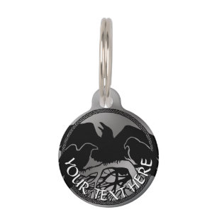 Médaillon Pour Animaux Étiquettes de raven personnalisées Tribal Bird ID