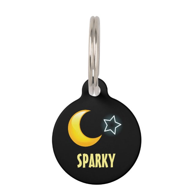 Médaillon Pour Animaux étoiles lune personnalisables (Devant)
