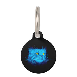 Médaillon Pour Animaux Face de chat bleu
