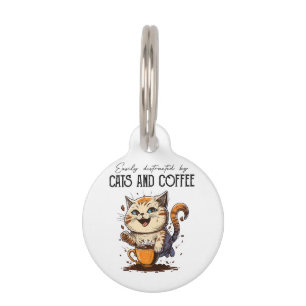 Médaillon Pour Animaux Facilement Distrait Par Les Chats Et Le Café Amour