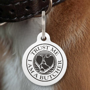 Médaillon Pour Animaux Fais-moi confiance, je suis un bœuf T-bone boucher