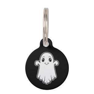 Médaillon Pour Animaux Fantôme de dessin animé souriant mignon sur fond n
