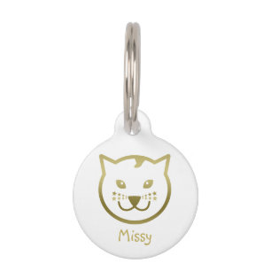 Médaillon Pour Animaux Faux Gold Chat Face - Couleur arrière - plan perso