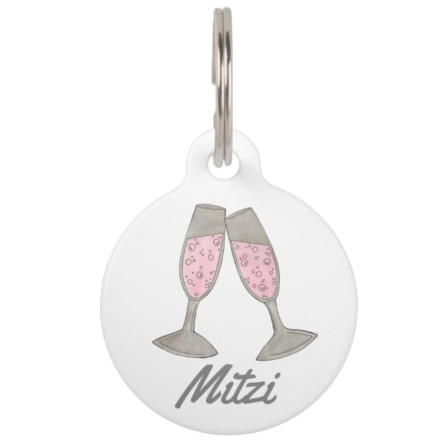 Médaillon Pour Animaux Fête des mariées Bubbly Pink Champagne Toast Chefs (Devant)