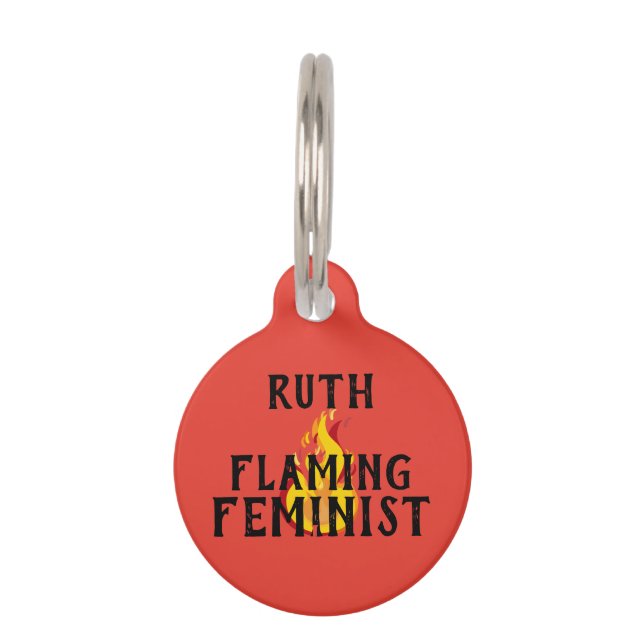 Médaillon Pour Animaux Flaming Feminist RBG Ginsburg Flames féminisme 20 (Devant)