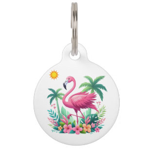 Médaillon Pour Animaux Flamingo rose tropicale/Floride