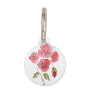 Médaillon Pour Animaux Fleur de coquelicot aquarelle