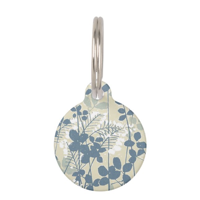 Médaillon Pour Animaux Fleur de feuille bleue asiatique japonaise (Devant)