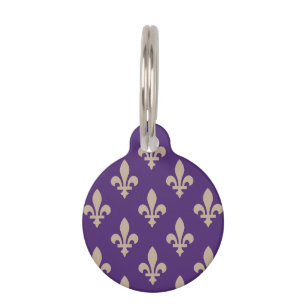 Médaillon Pour Animaux Fleur de Lis Motif, Royal French Creative on Purpl