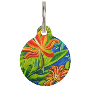 Médaillon Pour Animaux Fleurs tropicales un