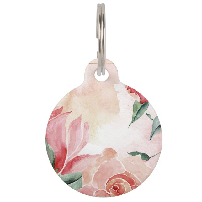 Médaillon Pour Animaux Flore aquarelle (Devant)