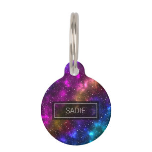 Médaillon Pour Animaux Fond d'espace extra-atmosphérique coloré & informa