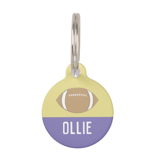 MÉDAILLON POUR ANIMAUX FOOTBALL (PURPLE) (Devant)