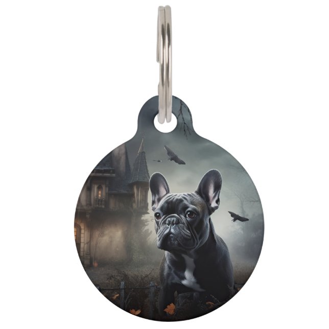 Médaillon Pour Animaux French Bulldog Halloween Effrayant (Devant)