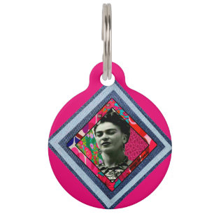 Médaillon Pour Animaux Frida Kahlo Retro Denim Diamond