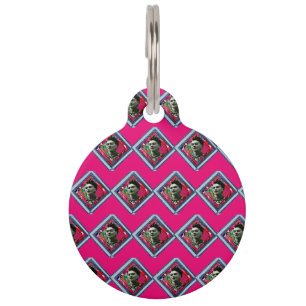 Médaillon Pour Animaux Frida Kahlo Retro Denim Diamond