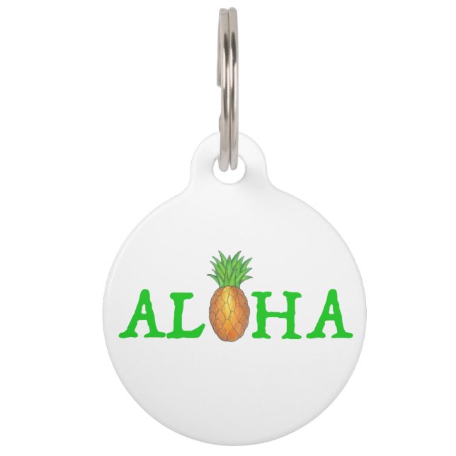 Médaillon Pour Animaux Fruit d'ananas de l'île tropicale d'Hawaï ALOHA (Devant)