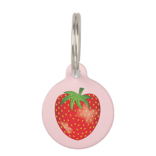 Médaillon Pour Animaux Fruit fraise sur rose avec info pour animaux de co