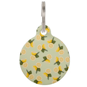 Médaillon Pour Animaux Fruit jaune de citron d'agrume sur le vert de